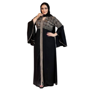 Shop Stylish Crepe silk Fabric Black Abayas | AF