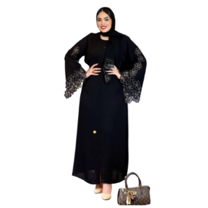 Shop Stylish Crepe silk Fabric Black Abayas | AF